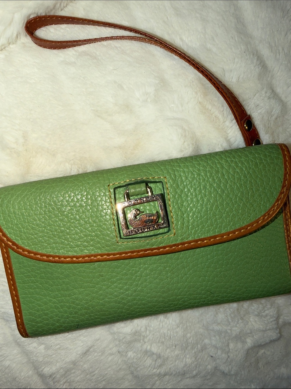 VIntage Doonie & Bourke Green Pebbled Leather Wristlet